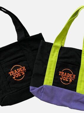 2x Trader Joe’s Halloween Mini Canvas Totes Limited Edition Trick-or-Treat Boho